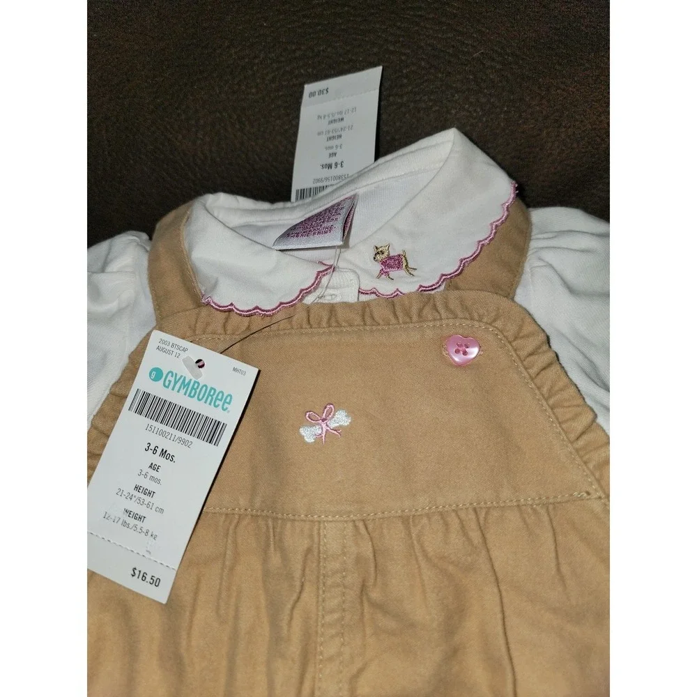 Gymboree vintage puppy love bodysuit and overalls size 3 6 months nwt‎